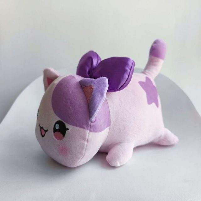 Purple Bow Loaf Cat Plush 25cm