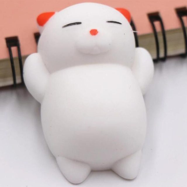 White Kitty Mochi Squishy with Red Ears