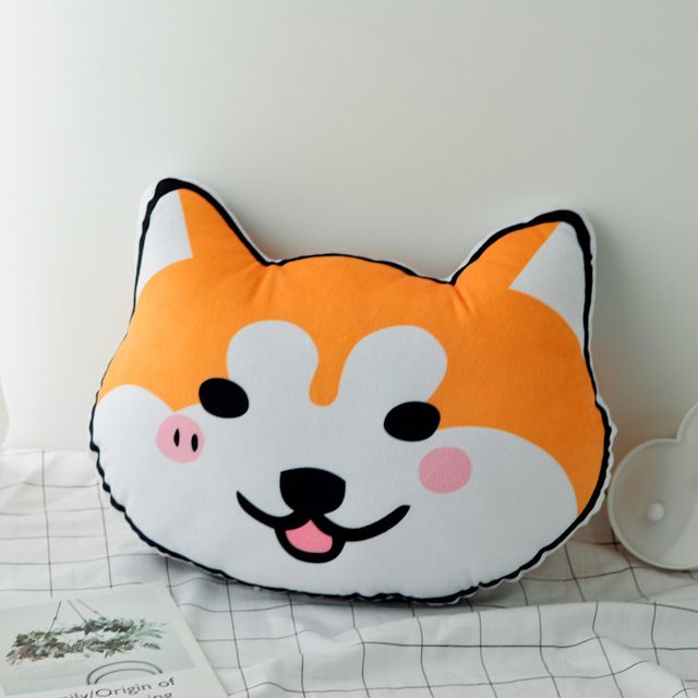 Shiba Inu Face Cushion Pillow (Grinning)