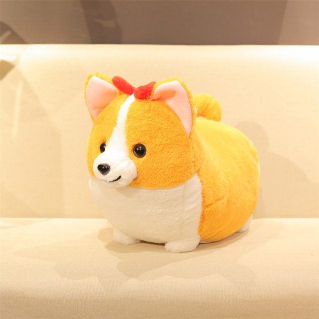 Smiley Corgi Plush with Bow