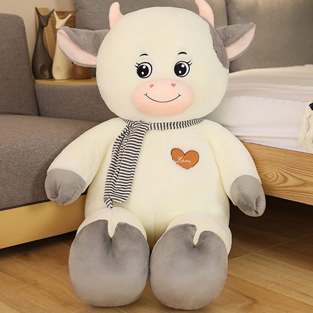 Grey Scarf Cow Cuddle Plush