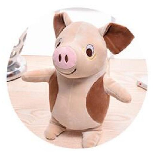 Spotted Brown Cartoon Piggy Plush