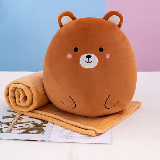 Sleepy Bear Round Plush With Blanket Set