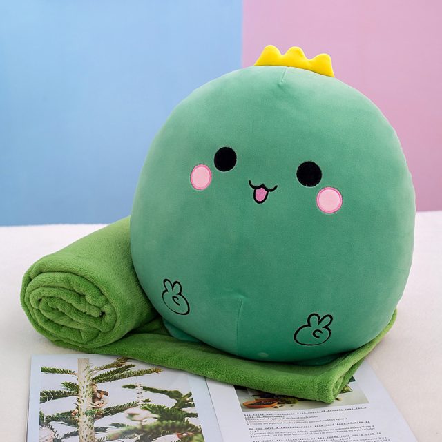 Sleepy Dino Round Plush With Blanket Set
