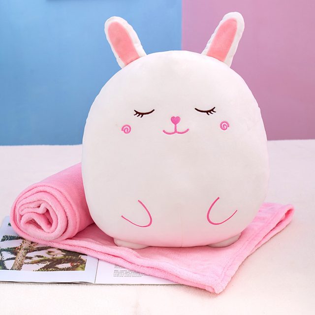 Sleepy Bunny Round Plush With Blanket Set