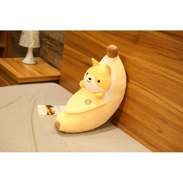 Shiba in a Peeling Banana Plush Pillow