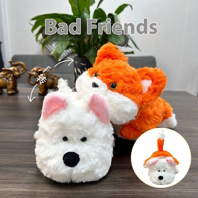 Reversible Dog & Fox Flip Plush 18cm