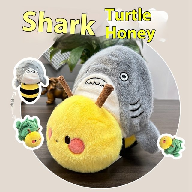 Reversible Shark & Bee Flip Plush 18cm โ photo 2