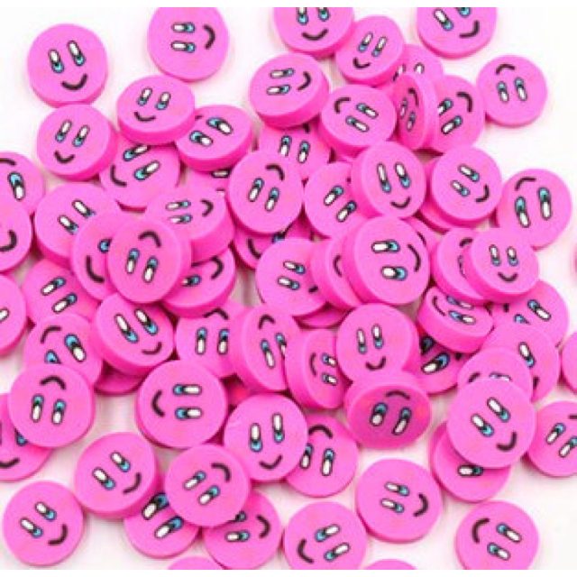 Pink Smiley Face Clay Slices