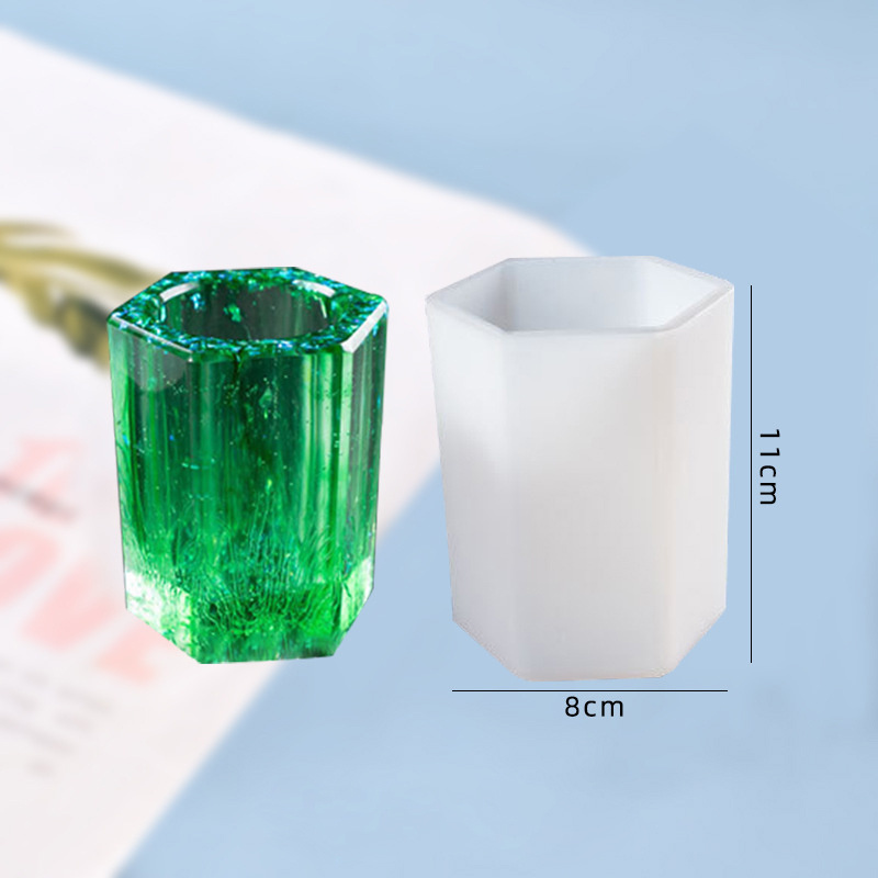 Hexagon Pen Holder Silicone Resin Mold