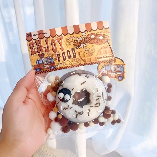 Glazed Donut Squishy Keychain with Cocoa Puffs