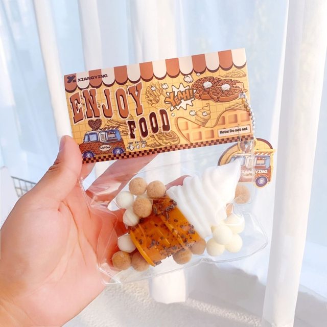 Soft-Serve & Waffle-Cone Squishy Keychain