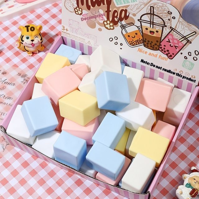 Milk Tea Tofu Cube Squishies (Random Color)