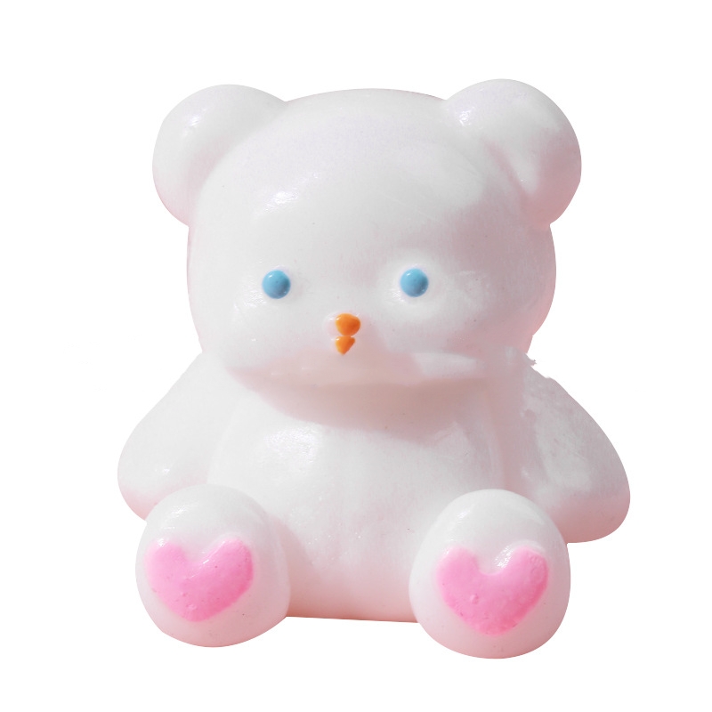 White Love Bear Squishy With Heart Feet
