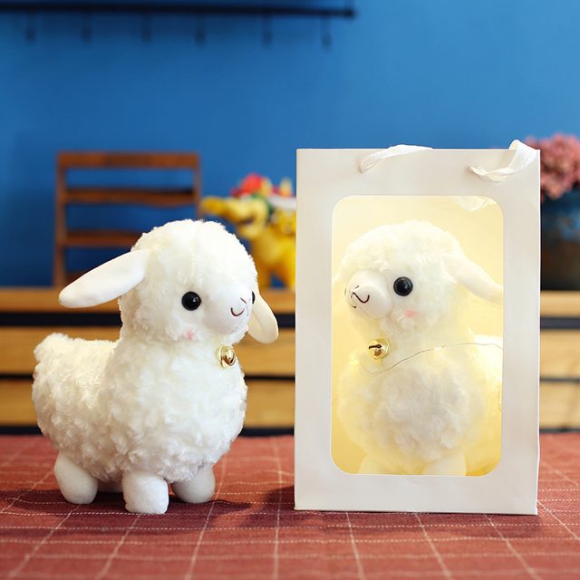 Curly Lamb Plush in White Gift Bag
