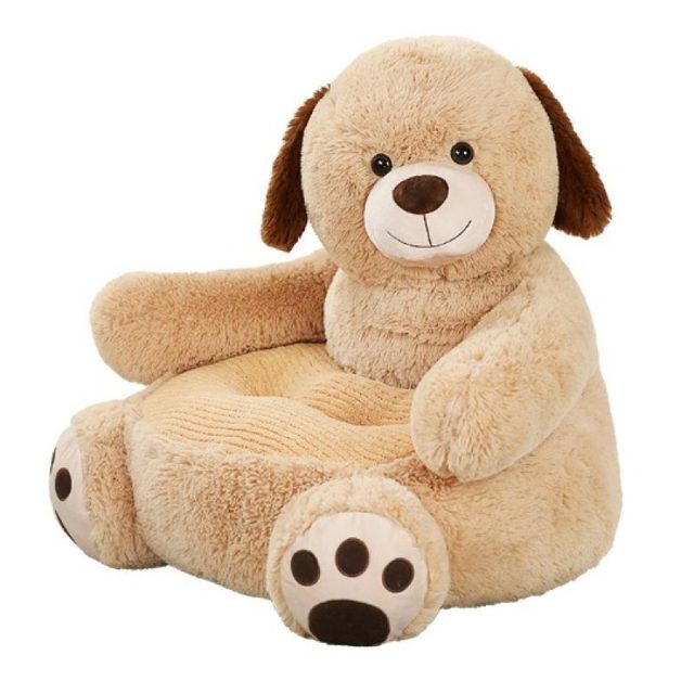 Tan Puppy Kids' Plush Sofa Chair