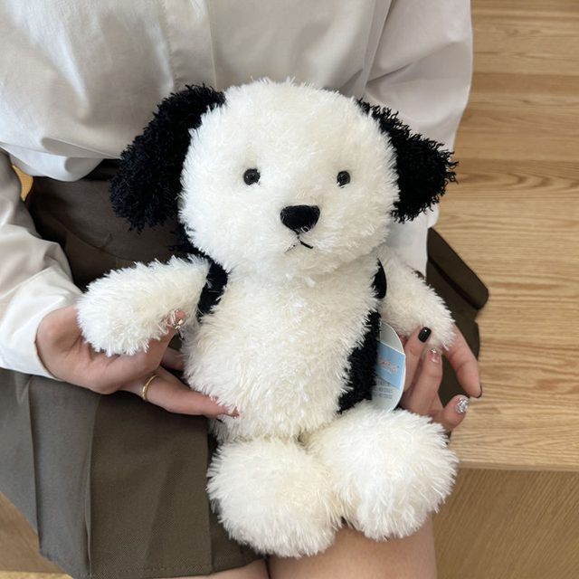 Curly Black & White Puppy Plush 35cm โ photo 2