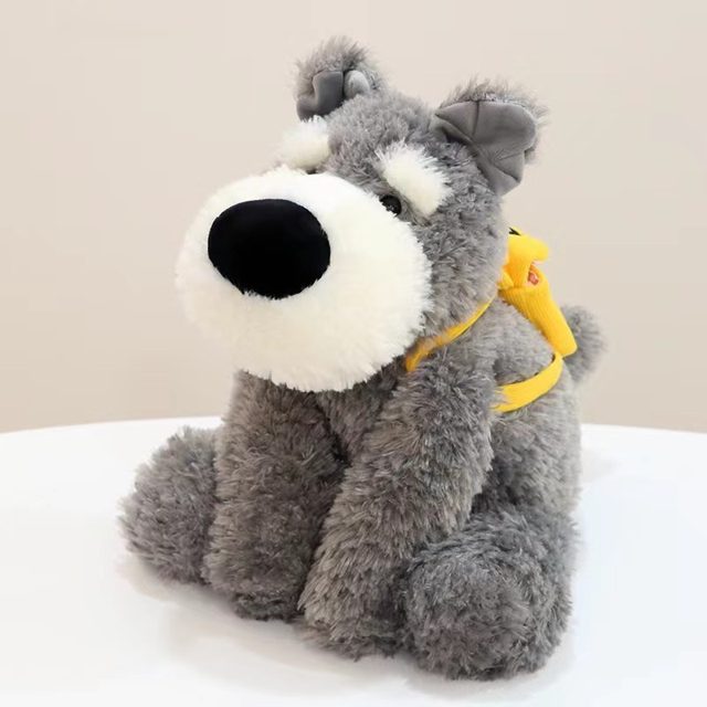 Fluffy Gray Schnauzer Dog Plush