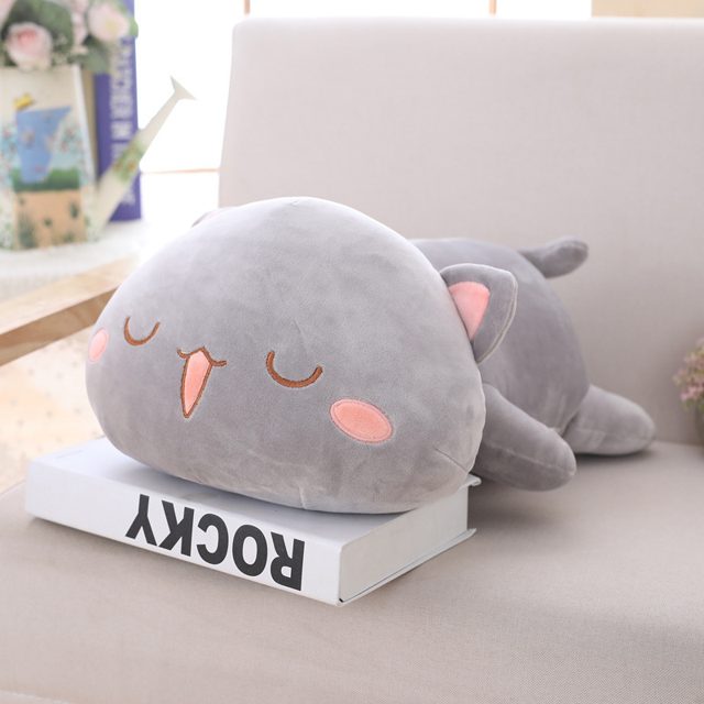Sleepy Grey Kitty Cushion Plush โ photo 3