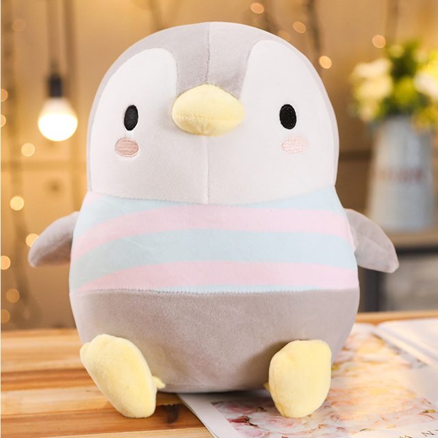 Chubby Penguin Plush In Striped Sweater