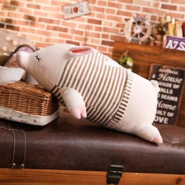Chubby Sleepy Pig in a Striped Tee โ photo 3