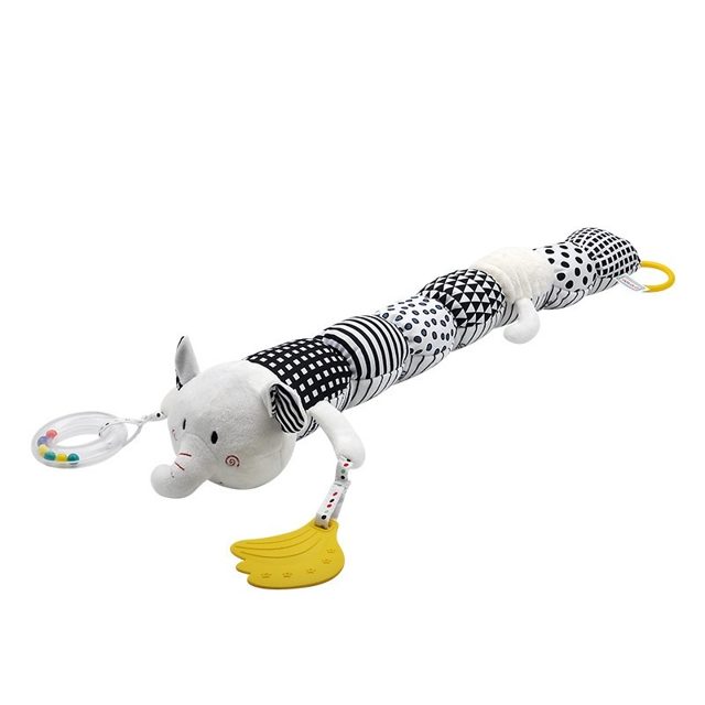 Black & White Elephant Baby Sensory Rattle Toy