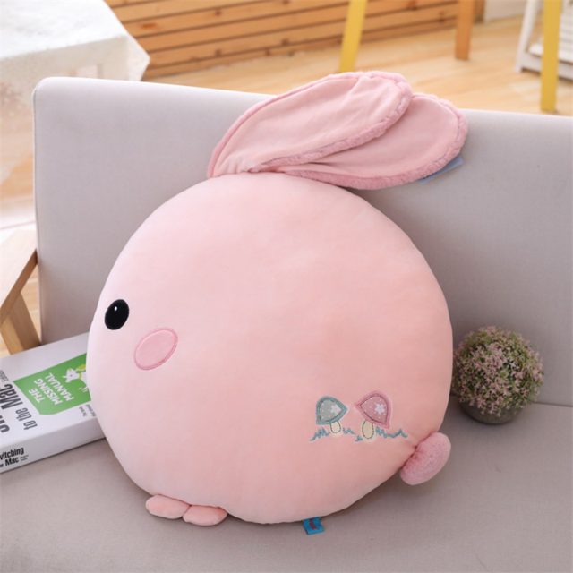 Round Pink Bunny Pufferfish Pillow Plush