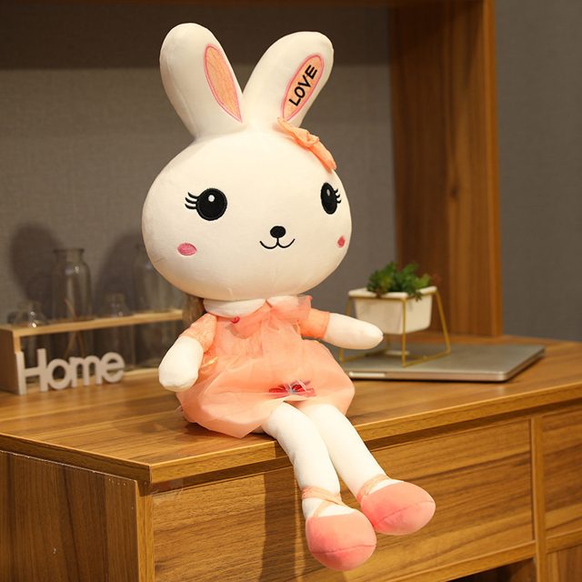 Giant Love Bunny Plush in Floral Dress, Blue 90cm โ photo 2