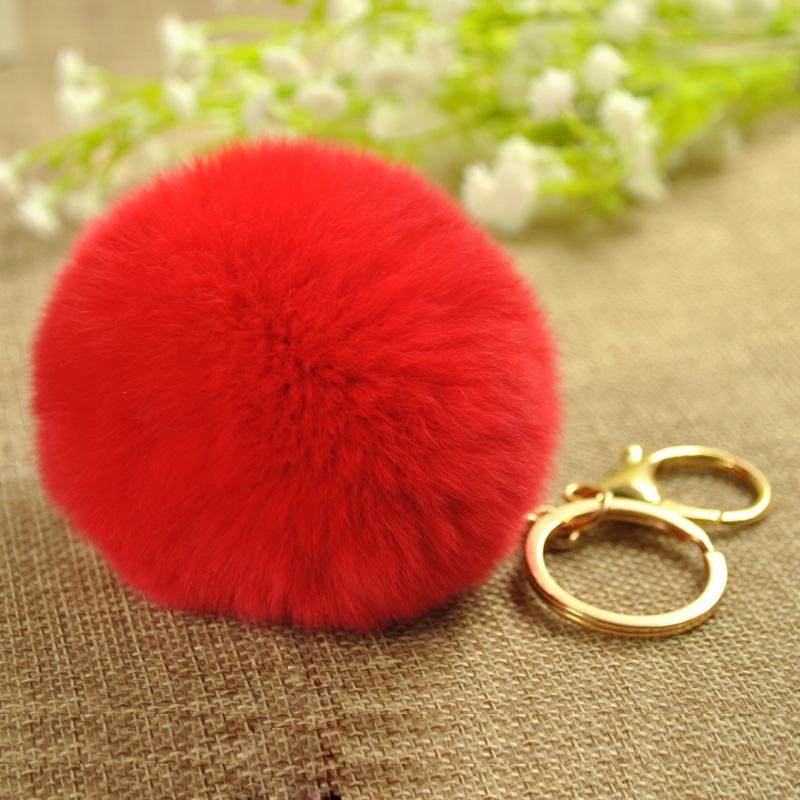 Fluffy Rex Rabbit Fur Pom Keychain — photo 2