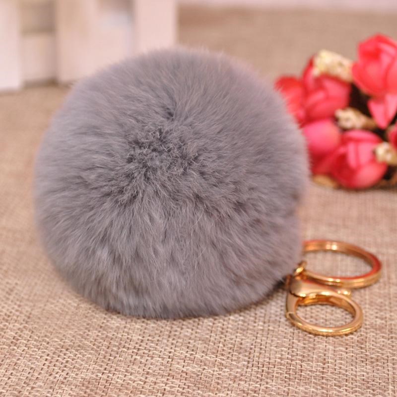 Fluffy Rex Rabbit Fur Pom Keychain — photo 3