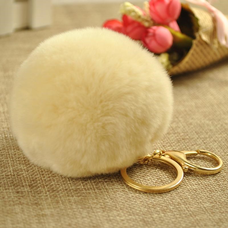 Fluffy Rex Rabbit Fur Pom Keychain — photo 4