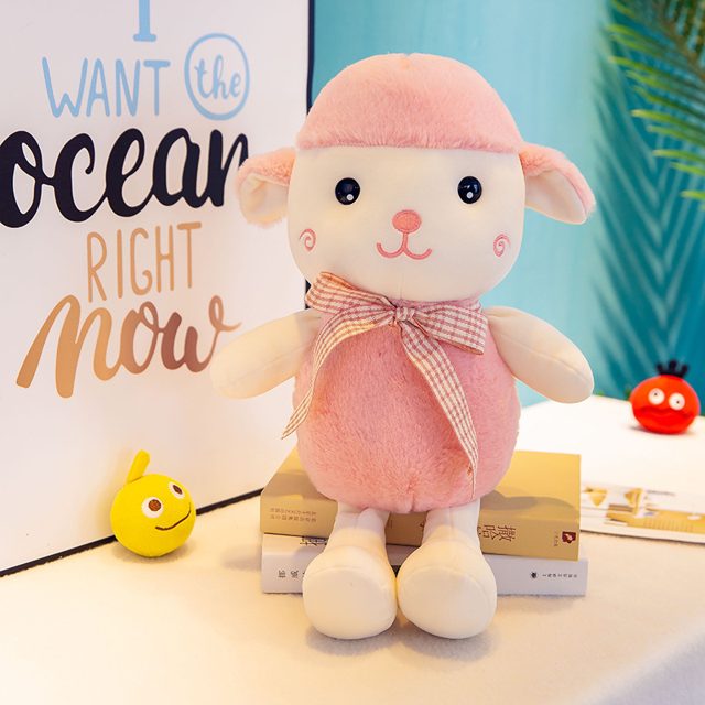 Fluffy White Lamb Plush With Scarf โ photo 5