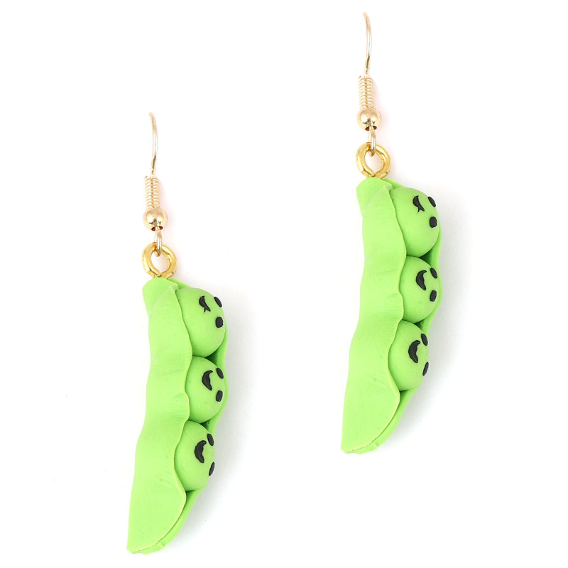 Pea Pod Polymer Clay Dangle Earrings