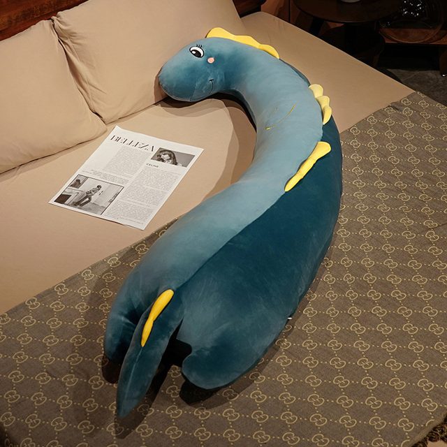 Long Teal Dino Body Pillow
