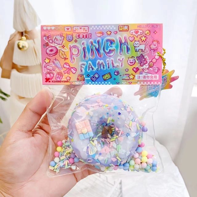 Lavender Sprinkle Donut Squishy Charm in Bead Bag