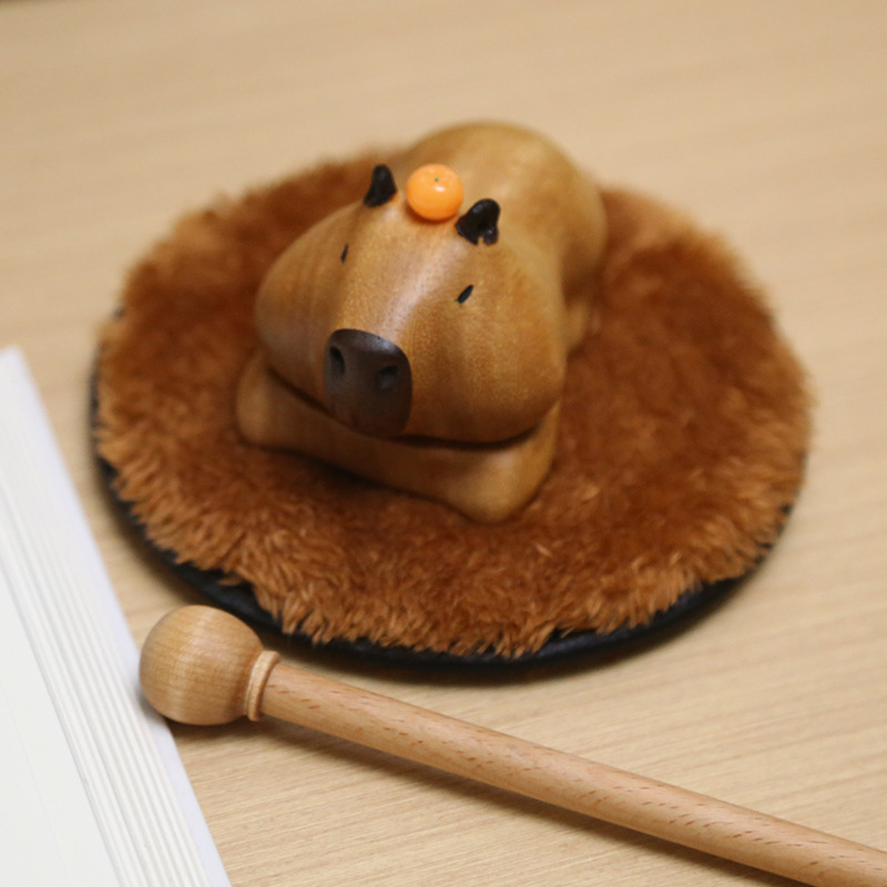 Wooden Capybara Desk Knocker with Mallet