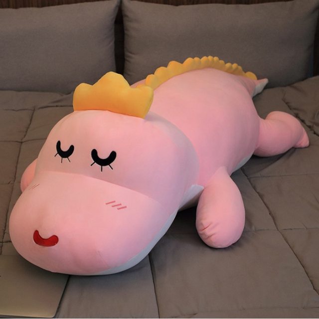 Sleepy Pink Dino Cuddle Body Pillow 80cm