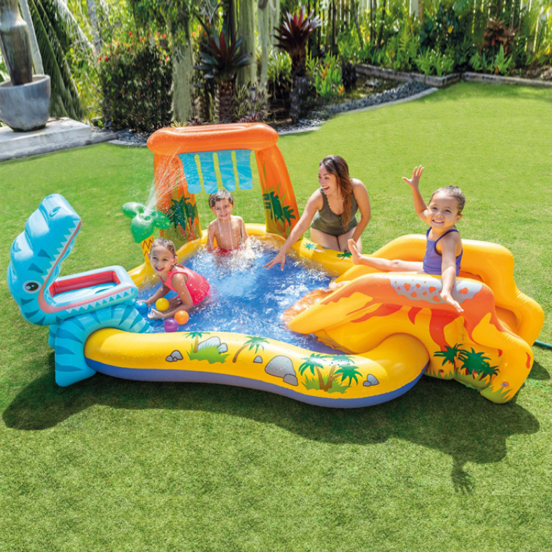 Dinosaur Play Center Inflatable Pool With Slide