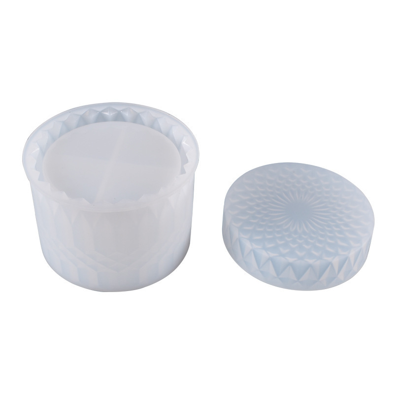 Faceted Trinket Jar with Lid Silicone Resin Mold