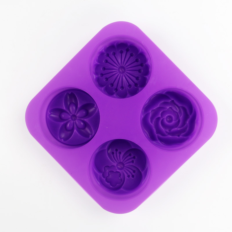 Flower 4-Cavity Silicone Soap Mold