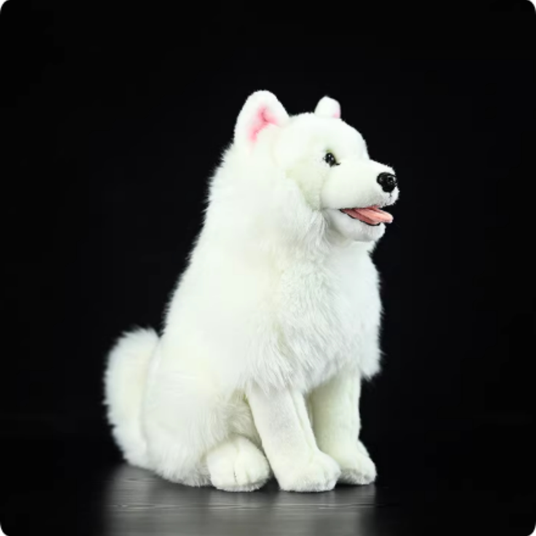 Realistic Fluffy Samoyed Dog Plush