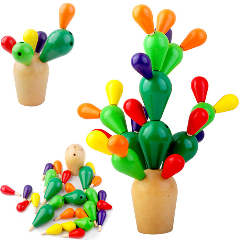 Wooden Balancing Cactus Stacking Toy
