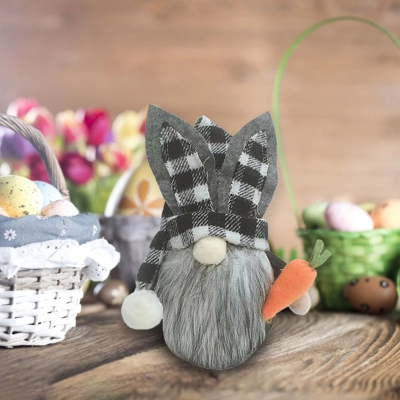 Plaid Bunny-Ear Gnome With Carrot โ photo 4
