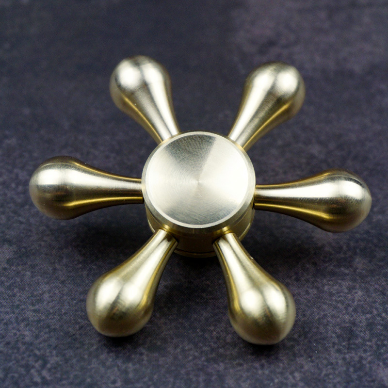 Brass Six-Arm Hand Spinner Fidget