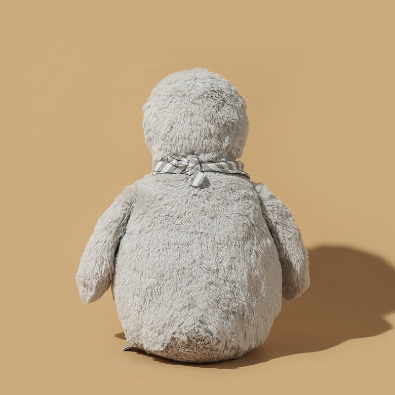 Cozy Grey Penguin in a Striped Scarf Plush โ photo 3