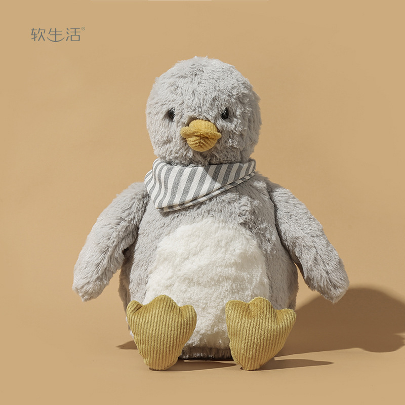 Cozy Grey Penguin in a Striped Scarf Plush โ photo 4