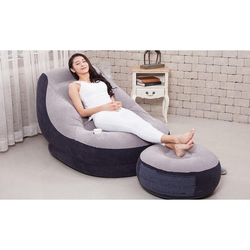 Inflatable Lounge Chair with Ottoman Set
