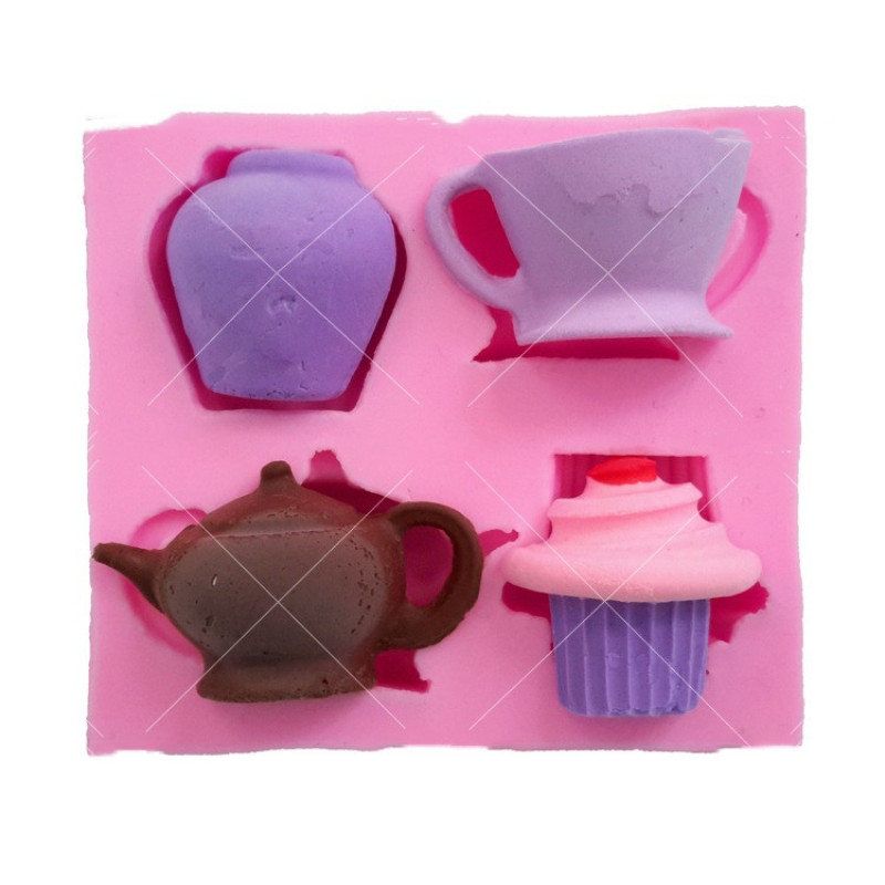 Tea Party Silicone Mold — Teapot, Cup & Cupcake