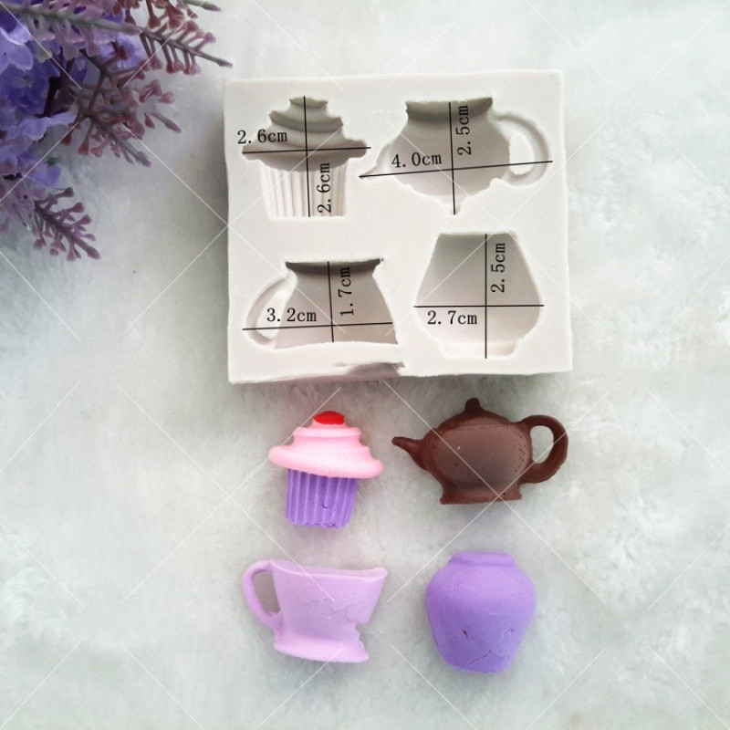 Tea Party Silicone Mold — Teapot, Cup & Cupcake — photo 2