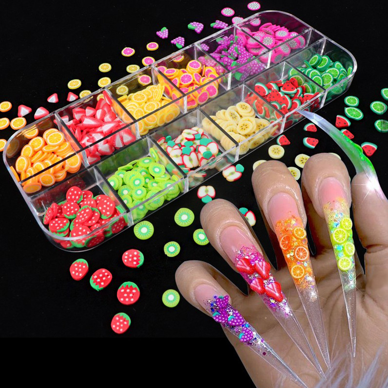 Fruit Slice Polymer Clay Sprinkles, 12-Grid Case